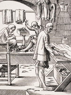 Tailor, reproduction of a woodcut by Jost Amman (1539-91) from 'Le Moyen Age et La Renaissance' by P from French School, (19th century)
