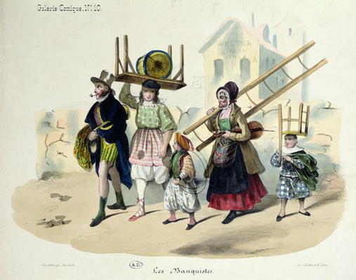 The Banquistes, c.1820-30 (colour litho) from French School, (19th century)