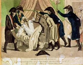 The Arrest of General Charles Pichegru (1761-1804) early 19th century (coloured engraving)