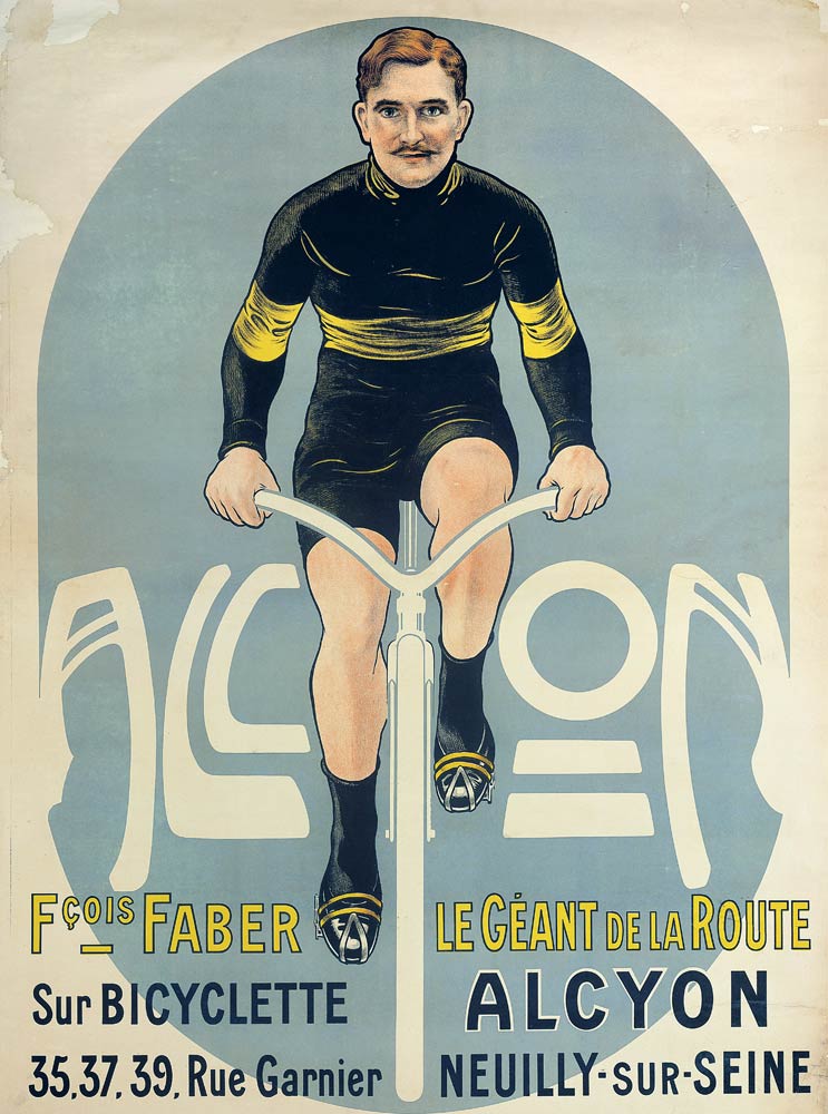 Poster depicting Francois Faber on his Alcyon bicycle from French School, (20th century)
