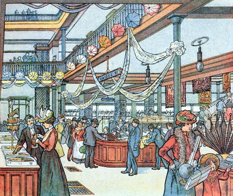 The Department Store, illustration from 'Cours Schweiter', c.1900 (colour litho) from French School, (20th century)