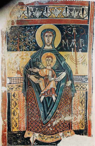Die Madonna von S. Clemente de Takull Fresko aus der gleichnamigen Kirche from Fresko (romanisch)