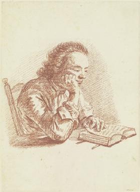 Brustbild eines lesenden Mannes