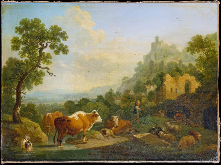 Landschaft mit Herde an einem Bach from Friedrich Wilhelm Hirt