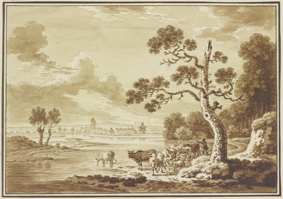 Vieh am Flußufer from Friedrich Wilhelm Hirt
