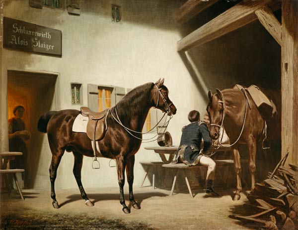 Das Pferd Luitprant vor dem Schluxerwirt from Friedrich Wilhelm Pfeiffer