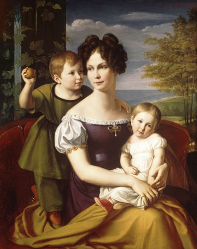 Großherzogin Alexandrine von Mecklenburg mit ihren beiden Kindern from Friedrich Wilhelm von Schadow