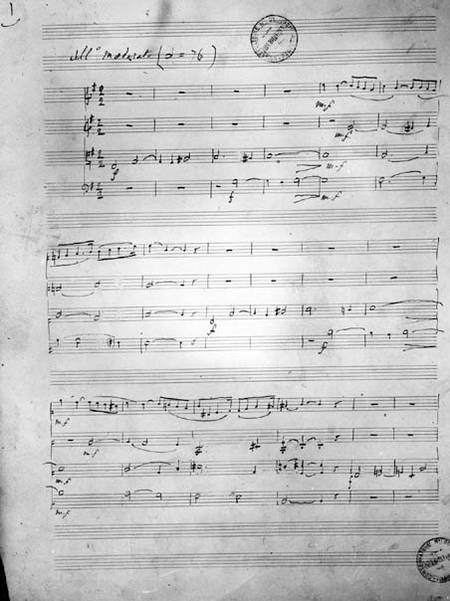 Music Score for a String quartet, Opus 121 from Gabriel Faure