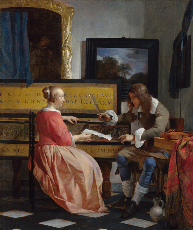 A Man and a Woman Seated by a Virginal from Gabriel Metsu