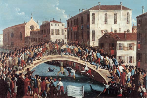 Battle with Sticks on the Ponte Santa Fosca, Venice from Gabriele Bella