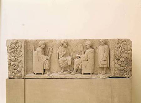 Relief depicting a school scene, from Neumagen from Gallo-Roman