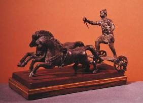 Roman chariot pulled by two galloping horses