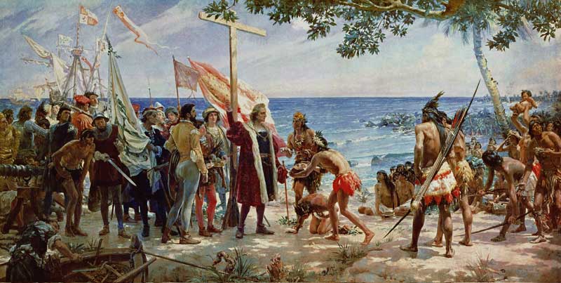 The disembarkation of Christopher Colombus on the Island of Guanahani in 1492 from Jose Garnelo y Alda, Jose