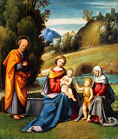Die hl. Familie mit Elisabeth und dem Johannesknaben an einem Fluss-Ufer from Garofalo