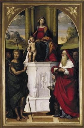 Thronende Maria mit Kind, Heiligen und der Stifterin Ludovica Trotti
