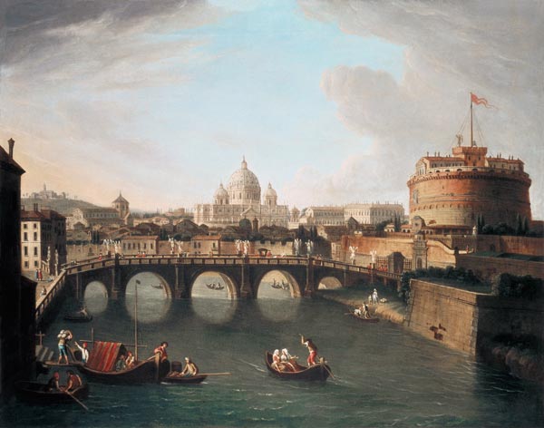 A View of Rome with the Bridge and Castel St. Angelo by the Tiber from Gaspar Adriaens van Wittel