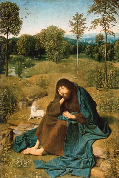 Johannes der Täufer in einer Landschaft sitzend. from Geertgen tot Sint Jans