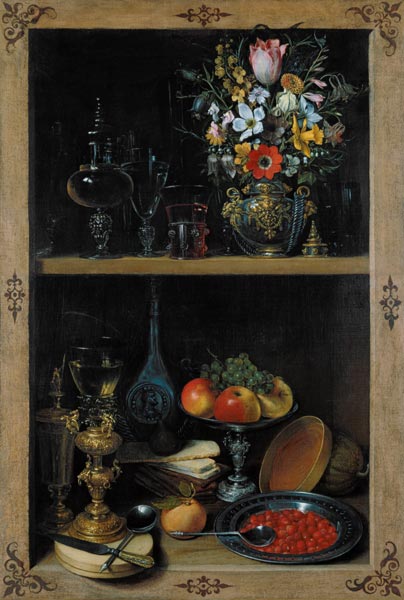 Regal mit Blumenvase und Früchten from Georg Flegel