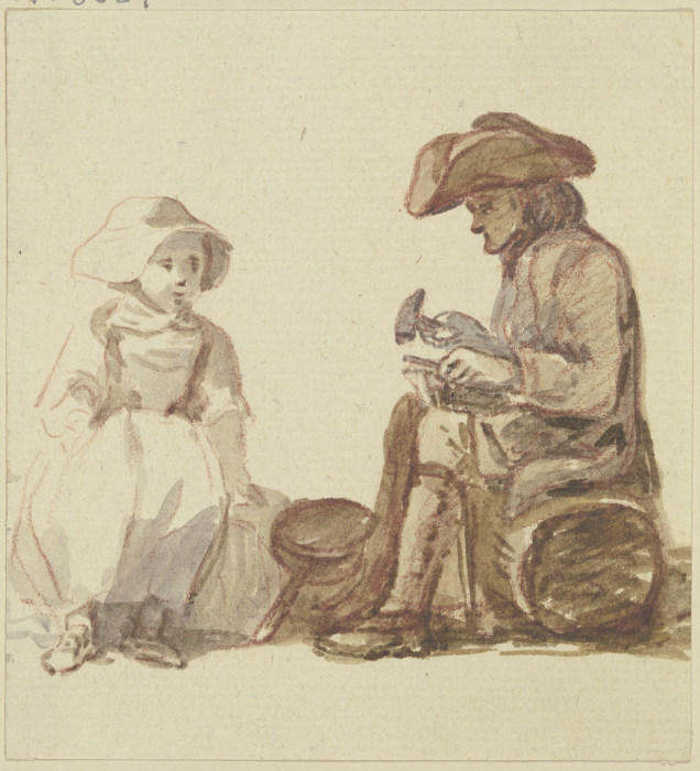 Sitzender Kesselflicker, links neben ihm ein Mädchen from Georg Melchior Kraus