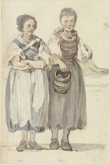 Zwei stehende Schweizer Bäuerinnen, von vorne gesehen from Georg Melchior Kraus