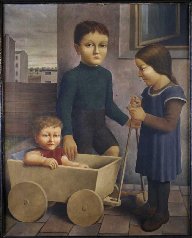 Kinder mit Wagen from Georg Schrimpf