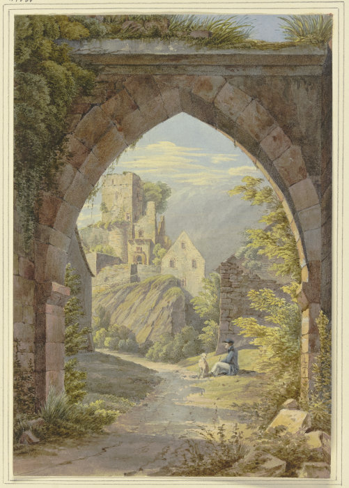Gotischer Bogen mit Durchblick auf eine Burg from Georg von Krieg
