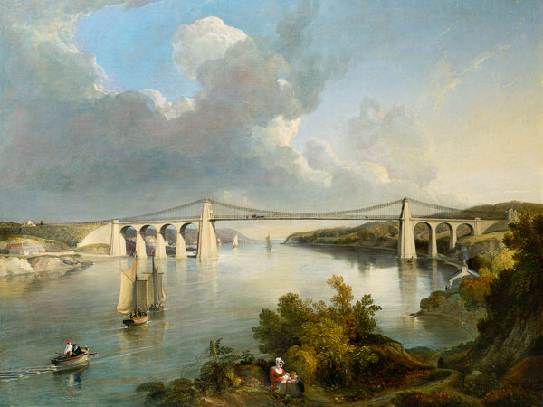 The Menai Bridge, North Wales from George Arnald