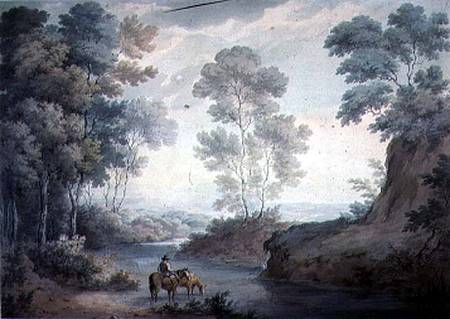 Landscape with River and Horses Watering from George Barret