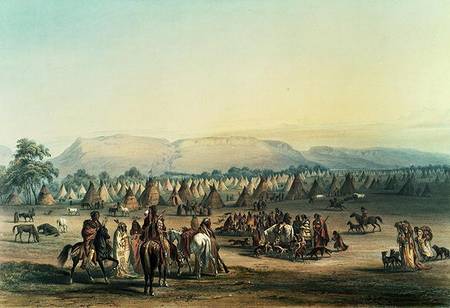Camp of Piekann Indians from George Catlin