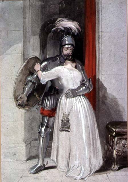 Lady and Knight (watercolour) from George Cattermole