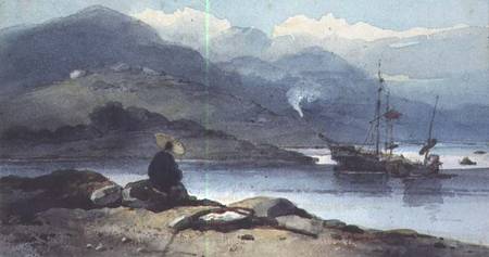 A Chinese River with a Figure on the Bank from George Chinnery
