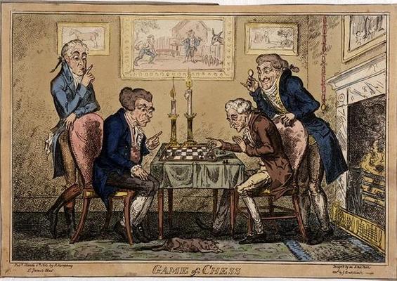 Game of Chess, published by H. Humphrey, London (coloured etching) from George Cruikshank