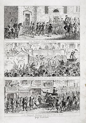 Jack's journey from Newgate to Tyburn, illustration from 'Jack Sheppard: A Romance' by William Harri from George Cruikshank