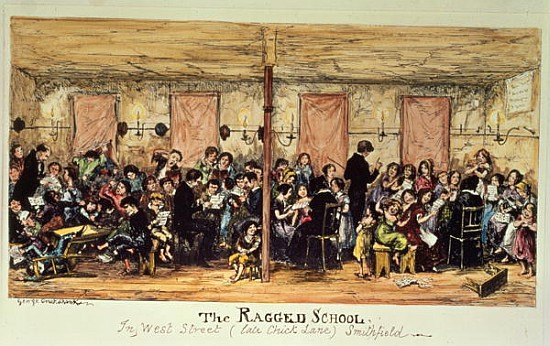 The Ragged School, West Street (previously Chick Lane), Smithfield from George Cruikshank