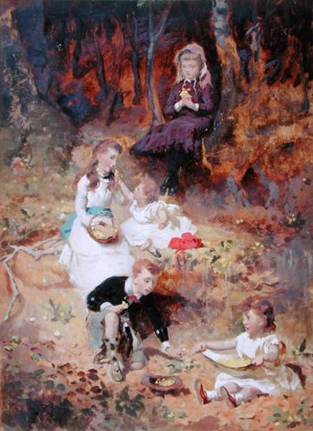 Five Children Playing in the Forest from George Elgar Hicks