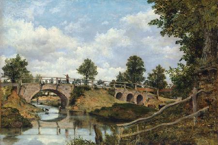 Eine alte Brücke bei Hendon, Middlesex. Um 1828