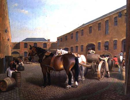 Loading the Drays at Whitbread Brewery, Chiswell Street, London from George Garrard