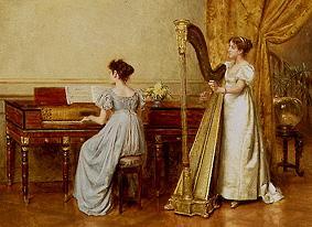 Zwei musizierende Frauen in einem Innenraum. from George Goodwin Kilburne