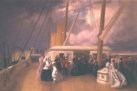 Queen Victoria investing the Sultan with the Order of the Garter on board the Royal Yacht 17th July from George Housman Thomas