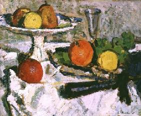 Still Life of Fruit on a White Tablecloth