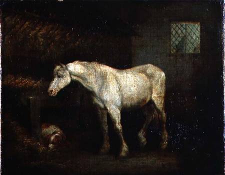 An Old Grey Mare at a Manger from George Morland