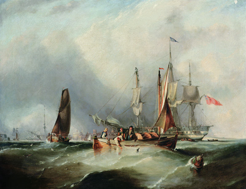 A Man-o'-War and Fishing Boats off Southsea from George the Elder Chambers