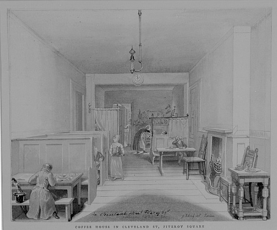 Coffee House in Cleveland Street, Fitzroy Square, London from George the Elder Scharf