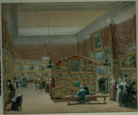Interior of the Gallery of the New Society of Painters in Watercolour, Old Bond Street, 1834 from George the Elder Scharf