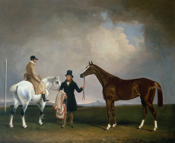 Mr Sadler's 'Decisive' held by his Trainer with the jockey John Day Jnr., Stockbridge Racecourse from George Vicat Cole
