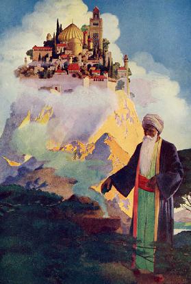 Auf dem Gipfel des Hügels steht einer der köstlichsten Paläste, Illustration aus "Legends of the Alh