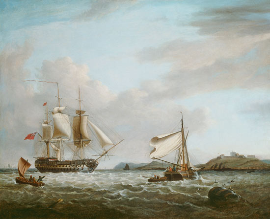 An English Man-of-War off Pendennnis Castle Falmouth 1801 from George Webster