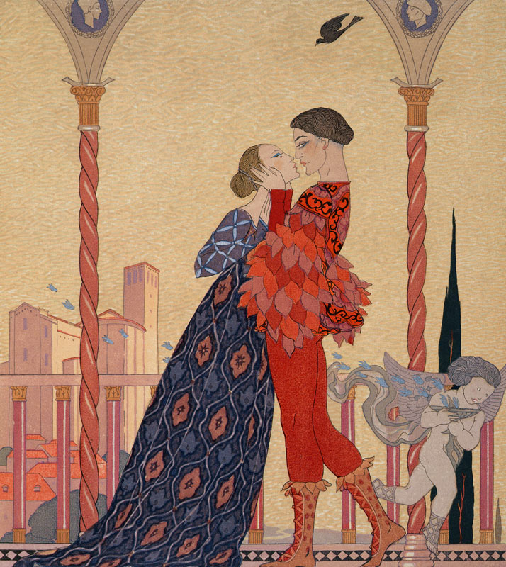 Lovers on a Balcony from Georges Barbier