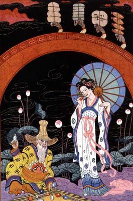 China, from 'The Art of Perfume', pub. 1912 (pochoir print) from Georges Barbier