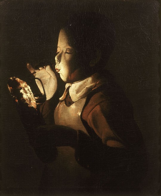 Boy Blowing at Lamp from Georges de La Tour